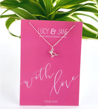 Load image into Gallery viewer, sterling silver tiny bird necklace on gift card
