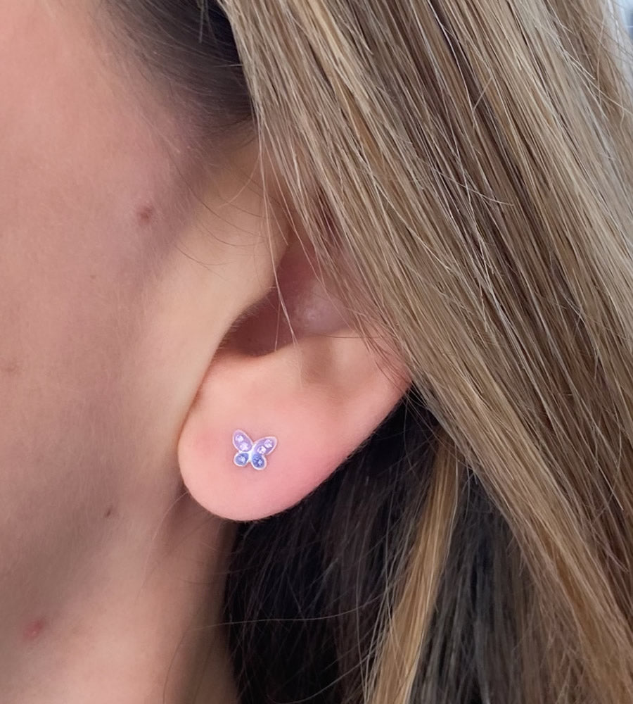 Sterling Silver Sparkle Purple Butterfly Studs – Lucy and Jane