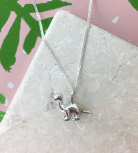 Load image into Gallery viewer, Mini Sterling Silver Diplodocus Dinosaur Necklace
