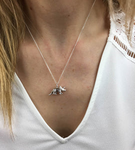 Sterling Silver Triceratops Dinosaur Necklace