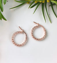 Load image into Gallery viewer, rose gold mini twist hoops