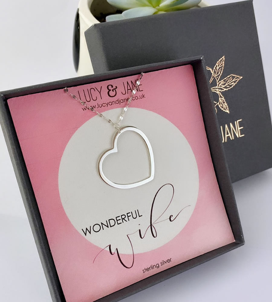 Sterling Silver Large Open Heart Necklace – Lucy and Jane