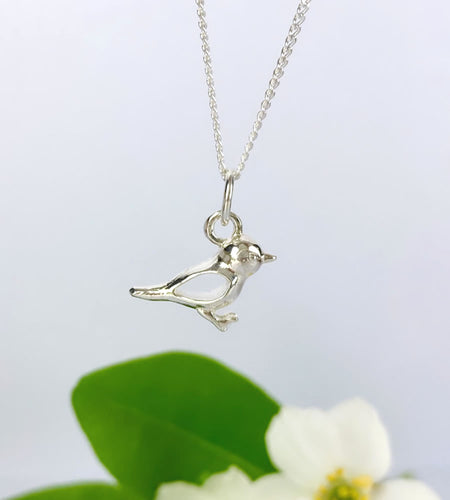 sterling silver sparrow bird necklace