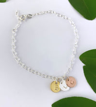 Load image into Gallery viewer, Sterling Silver Personalised Triple Initial Bracelet