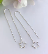 Load image into Gallery viewer, Sterling Silver Wire Star Pull Through Threader Earrings