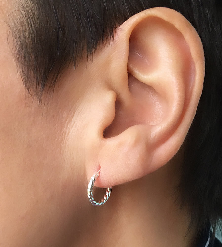 Silver hoop earrings twisted deals