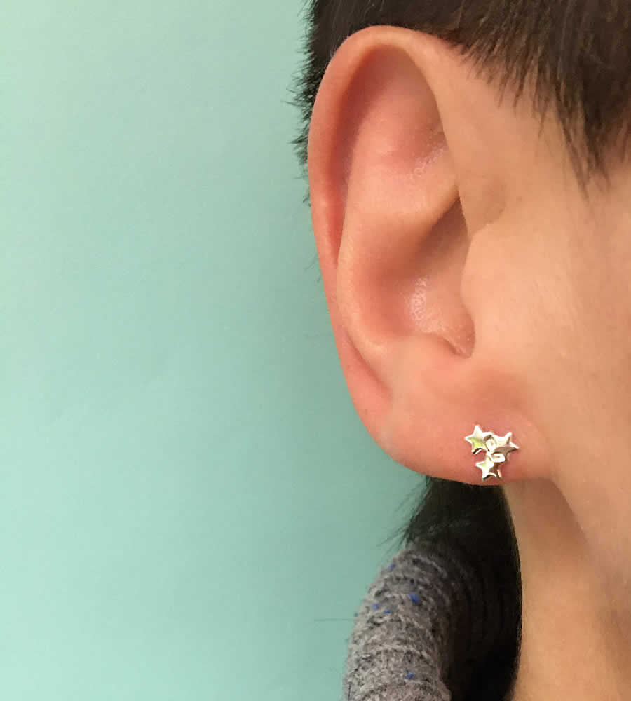 Sterling Silver Triple Star Earrings Lucy and Jane