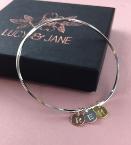 Sterling Silver Personalised Triple Disc Bangle