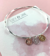 Load image into Gallery viewer, Sterling Silver Personalised Triple Disc Bangle