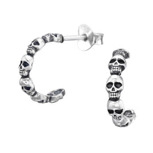 Load image into Gallery viewer, Sterling Silver Skull Hoops