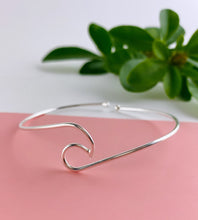 Load image into Gallery viewer, adjustable sterling silver bangle shaped in a wave pattern