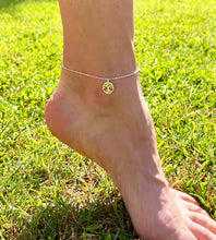 Load image into Gallery viewer, sterling silver anklet with a tree of life charm on a model's ankle
