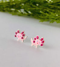 Load image into Gallery viewer, sterling silver axolotl stud earrings for children