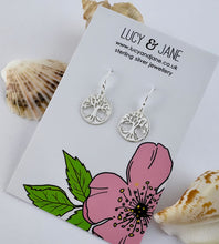 Load image into Gallery viewer, Sterling Silver Tree of Life Drop Earrings