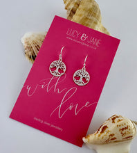 Load image into Gallery viewer, Sterling Silver Tree of Life Drop Earrings