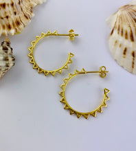 Load image into Gallery viewer, Gold Sun Hoop Earrings
