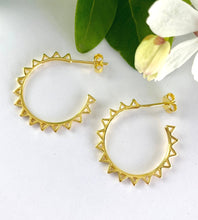 Load image into Gallery viewer, Gold Sun Hoop Earrings