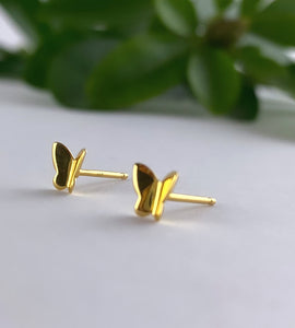 tiny gold butterfly stud earrings