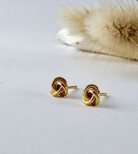 classic gold knot stud earrings