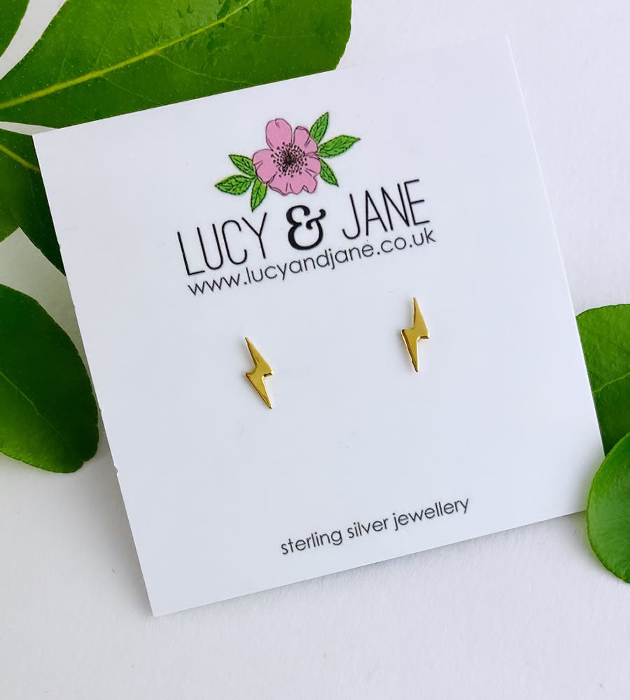 mini gold lightning bold studs