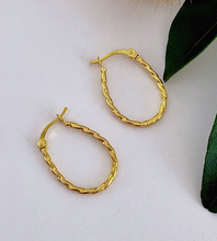 Load image into Gallery viewer, Gold oval shaped hoops