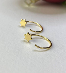 Gold Star Pull Through Earrings