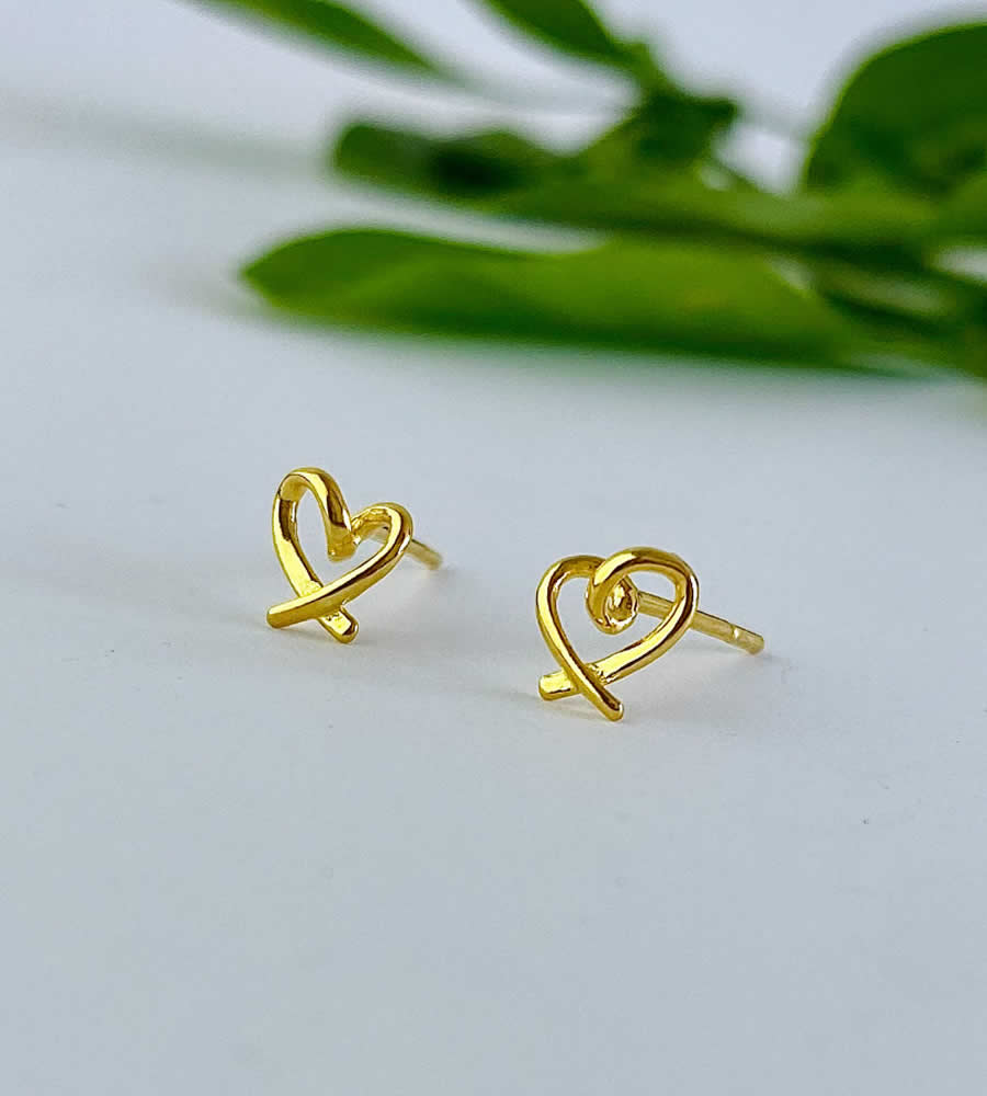 Gold Twist Heart Studs
