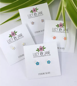 NEW! Sterling Silver Daisy Studs - Lavender