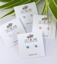 Load image into Gallery viewer, NEW! Sterling Silver Daisy Studs - Blue