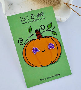LAST PAIR - Halloween Sterling Silver Purple Monster Studs