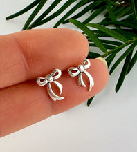 Load image into Gallery viewer, sterling silver bow earrings great earring choice for teenagers