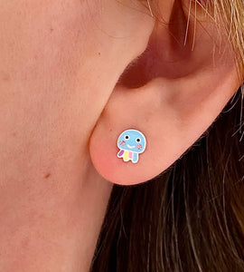 sterling silver jellyfish earrings in model's ear