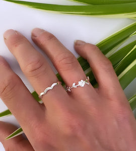 Sterling Silver Flower And Leaf Ring