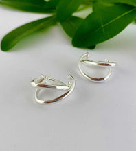 Load image into Gallery viewer, sterling silver cross over hoops