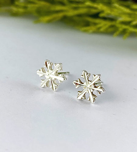 sterling silver snowflake studs for kids or adults