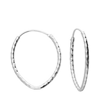Load image into Gallery viewer, Sterling Silver Diamond Cut Oval Hoops