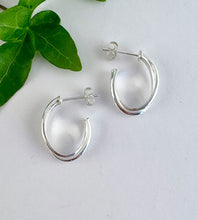 Load image into Gallery viewer, sterling silver double hoop earrings with a post and butterfly back