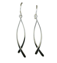 Load image into Gallery viewer, Sterling Silver Two Curved Bar Drop Earrings