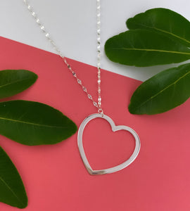sterling silver large open heart necklace
