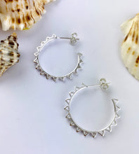 Load image into Gallery viewer, sterling silver sun hoops