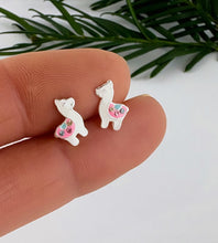 Load image into Gallery viewer, sterling silver white alpaca stud earrings for chidlren
