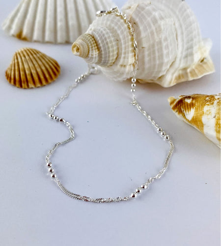 sterling silver classic bead anklet