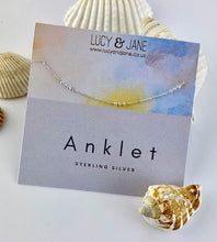 Load image into Gallery viewer, sterling silver classic bead and twist anklet on card

