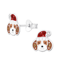 Load image into Gallery viewer, Sterling Silver Festive Dog Earrings