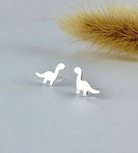 Load image into Gallery viewer, Sterling Silver Plain Dinosaur Studs