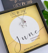 Load image into Gallery viewer, sterling silver dragon birthstone necklace for the month of June