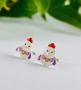 sterling silver easter chilcken ear studs