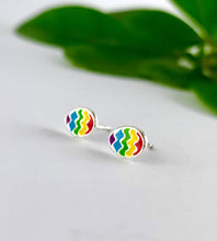 Load image into Gallery viewer, sterling silver colourful easter egg ear studs
