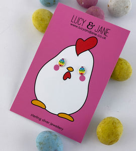 sterling silver easter egg earring on easter backing cards