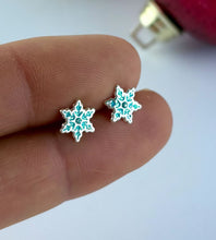 Load image into Gallery viewer, Sterling Silver Frosty Snowflake Earrings